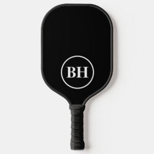 Simple Elegant Black White Monogram Custom Pickleb Pickleball Schläger