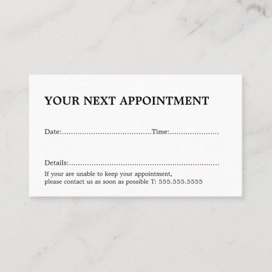 Simple Elegant Black White Salon Terminkarte (Vorderseite)