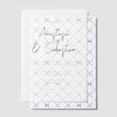 Simple Elegant Black & White Script Photo Wedding Pergament Einladungen (Versetzt (Einladung))
