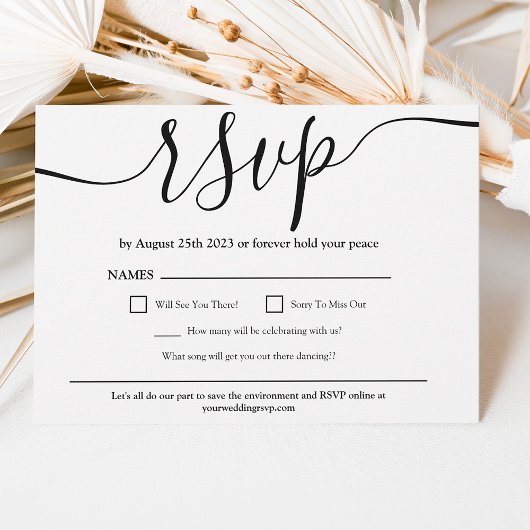Simple elegant black white wedding rsvp einladung