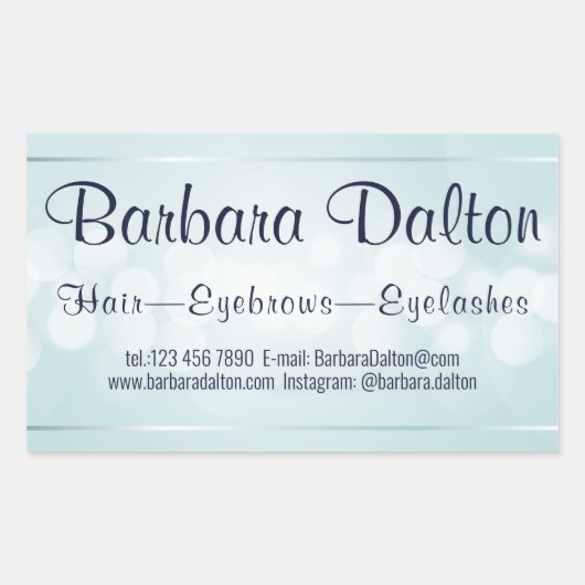 Simple Elegant Blue Bokeh Rechteckiger Aufkleber (Vorderseite)