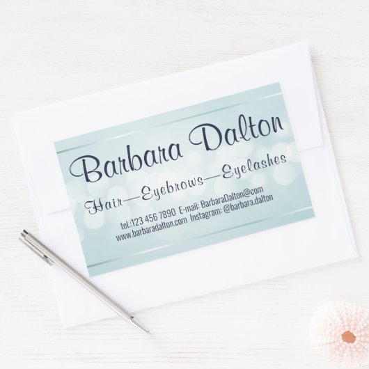 Simple Elegant Blue Bokeh Rechteckiger Aufkleber (Umschlag)