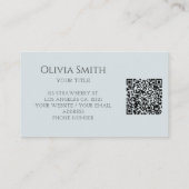 Simple Elegant Blue Bow QR Code Visitenkarte (Rückseite)