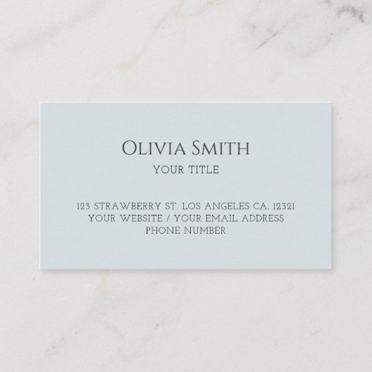 Simple Elegant Blue Bow Visitenkarte (Rückseite)