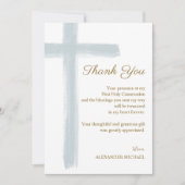 Simple Elegant Blue Cross First Holy Communion  Dankeskarte (Vorderseite)