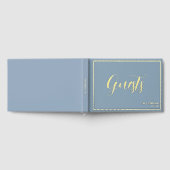 Simple Elegant Blue Grey Minimalist Gold Gästebuch (Voll)