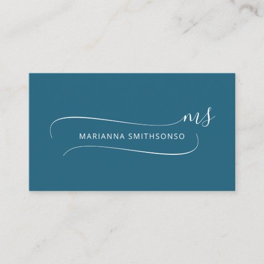 Simple Elegant Blue Minimalist Two Monogram Visitenkarte (Vorderseite)