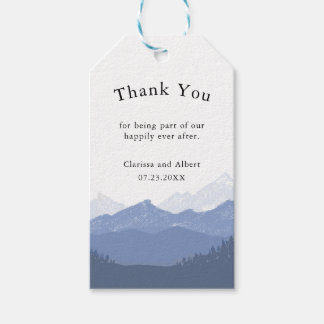 Simple Elegant Blue Mountain Wedding Thank You Geschenkanhänger