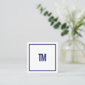 Simple Elegant Blue White Monogram Attorney Quadratische Visitenkarte (Stehend Vorderseite)