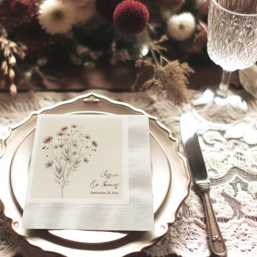 Simple Elegant Boho Chic Wildflowers Wedding Serviette