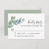 Simple Elegant Boho Eukalyptus Greenery UAWG RSVP Karte (Vorne/Hinten)