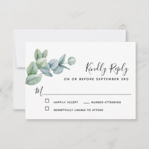 Simple Elegant Boho Eukalyptus Greenery UAWG RSVP Karte