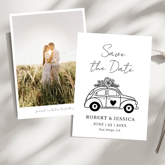 Simple Elegant Boho Photo Wedding Save The Date Einladung