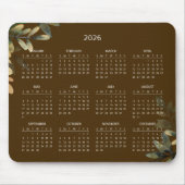 Simple Elegant Botanical 2026 Calendar | Mousepad (Vorne)