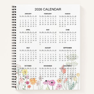 Simple Elegant Botanical 2026 Calendar | Notebook Notizblock