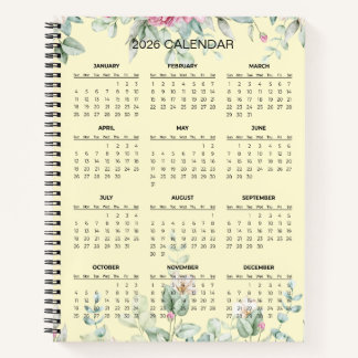 Simple Elegant Botanical 2026 Calendar | Notebook Notizblock