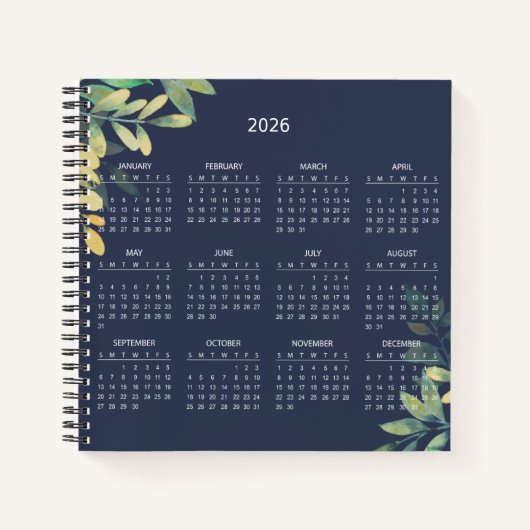 Simple Elegant Botanical 2026 Calendar |  Notizblock (Vorderseite)