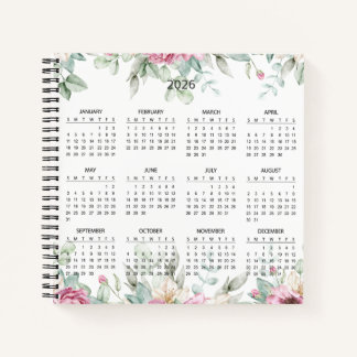 Simple Elegant Botanical 2026 Calendar | Notizblock