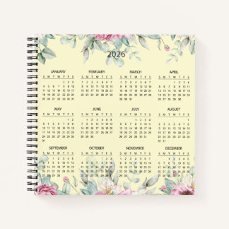 Simple Elegant Botanical 2026 Calendar | Notizblock