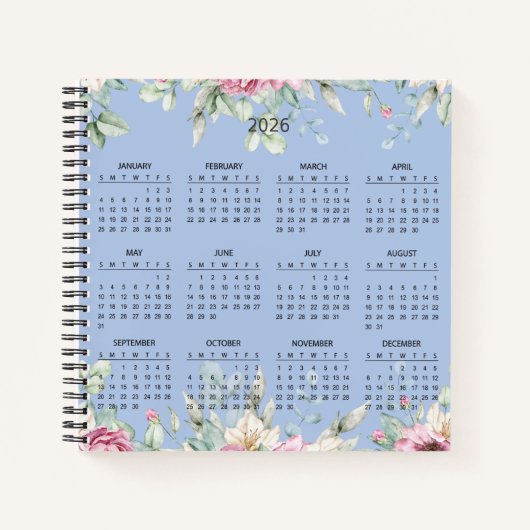 Simple Elegant Botanical 2026 Calendar |  Notizblock (Vorderseite)
