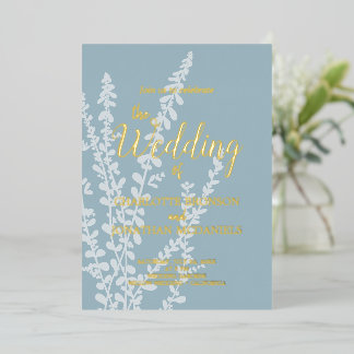 Simple Elegant Botanical Leaves Wedding Folieneinladung