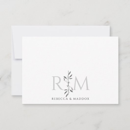 Simple Elegant Botanical Monogram Rustic Couple Mitteilungskarte (Vorderseite)