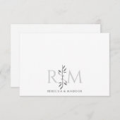 Simple Elegant Botanical Monogram Rustic Couple Mitteilungskarte (Vorne/Hinten)