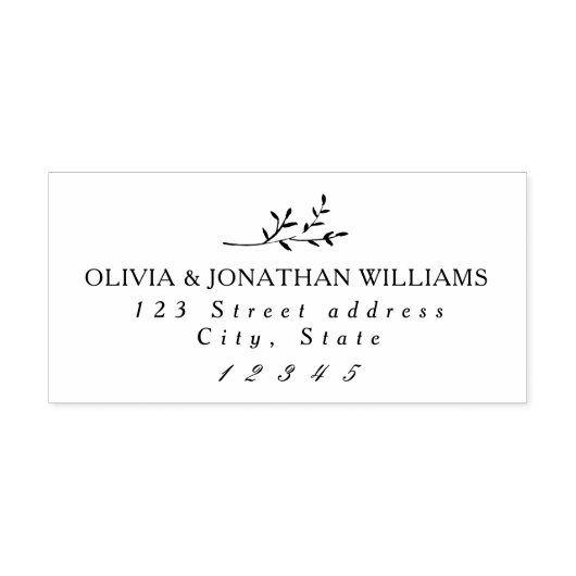 Simple Elegant Botanical Wedding Return Address Gummistempel (Prägung)