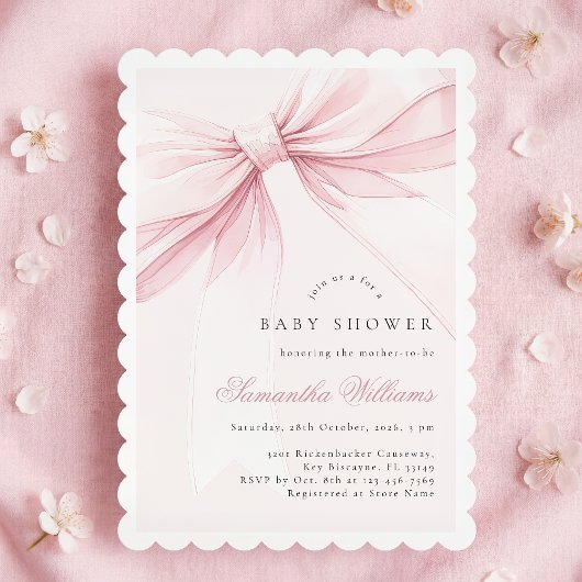Simple Elegant Bow Baby Shower Invitation Einladung