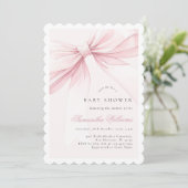 Simple Elegant Bow Baby Shower Invitation Einladung (Stehend Vorderseite)