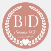 Simple Elegant Bride and Groom Monogram Runder Aufkleber (Vorderseite)