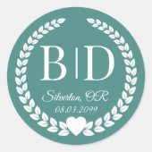 Simple Elegant Bride and Groom Monogram Runder Aufkleber (Vorderseite)