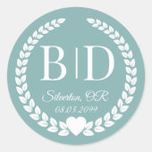 Simple Elegant Bride and Groom Monogram Runder Aufkleber (Vorderseite)