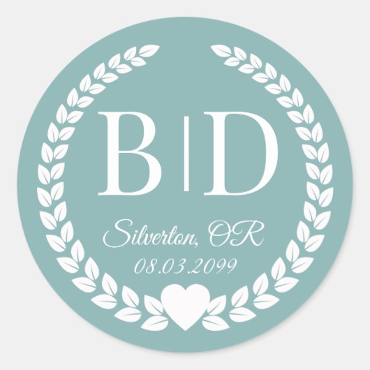 Simple Elegant Bride and Groom Monogram Runder Aufkleber (Vorderseite)