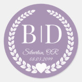 Simple Elegant Bride and Groom Monogram Runder Aufkleber (Vorderseite)