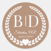 Simple Elegant Bride and Groom Monogram Runder Aufkleber (Vorderseite)