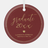 Simple Elegant Burgundy Graduate 2024 Abschluss Ornament Aus Glas (Vorderseite)