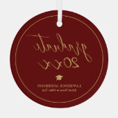 Simple Elegant Burgundy Graduate 2024 Abschluss Ornament Aus Glas (Rückseite)