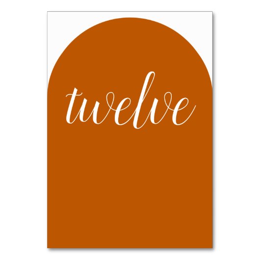 Simple Elegant Burnt Orange Rounded Tischnummer (Rückseite)