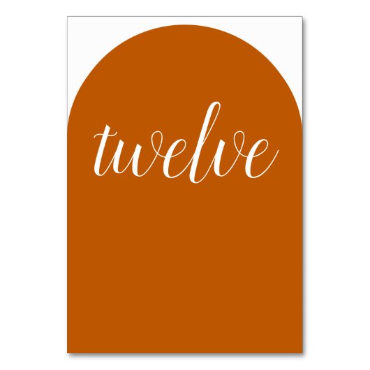 Simple Elegant Burnt Orange Rounded Tischnummer (Vorderseite)