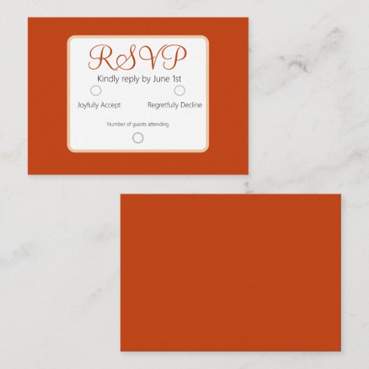 Simple Elegant Burnt Orange UAWG Wedding Mitteilungskarte (Vorne/Hinten)
