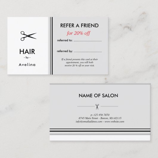 Simple elegant business light beauty salon empfehlungskarte (Vorne/Hinten)