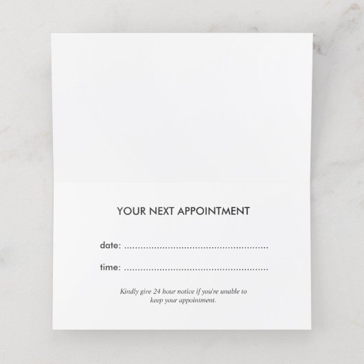 Simple elegant business light beauty salon terminkarte (Innenseite Aufgefaltet)