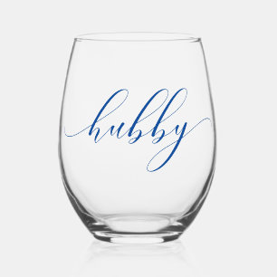 Simple Elegant Calligraphy Hubby Weinglas Ohne Stiel