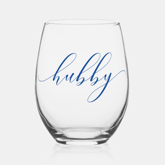 Simple Elegant Calligraphy Hubby Weinglas Ohne Stiel (Vorderseite)