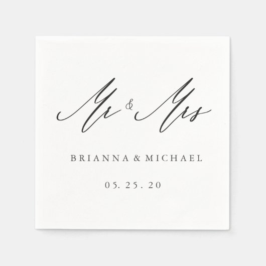 Simple Elegant Calligraphy Mr. und Mrs. Wedding Serviette (Vorderseite)