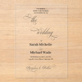 Simple Elegant Calligraphy Script Wedding Acryleinladungen (Vorderseite)