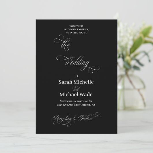 Simple Elegant Calligraphy Script Wedding Einladung (Stehend Vorderseite)