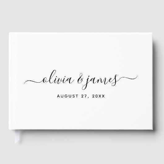 Simple Elegant Calligraphy Script Wedding Gästebuch (Vorderseite)