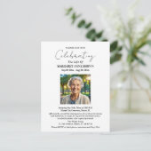 Simple Elegant Celebration Of Life Photo  Postkarte (Stehend Vorderseite)